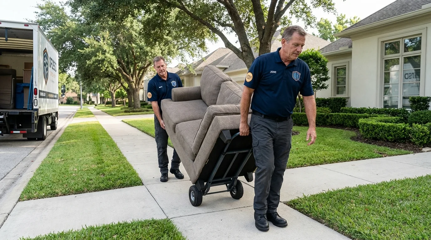 Local residential moving crew loading furniture in Olivehurst, CA